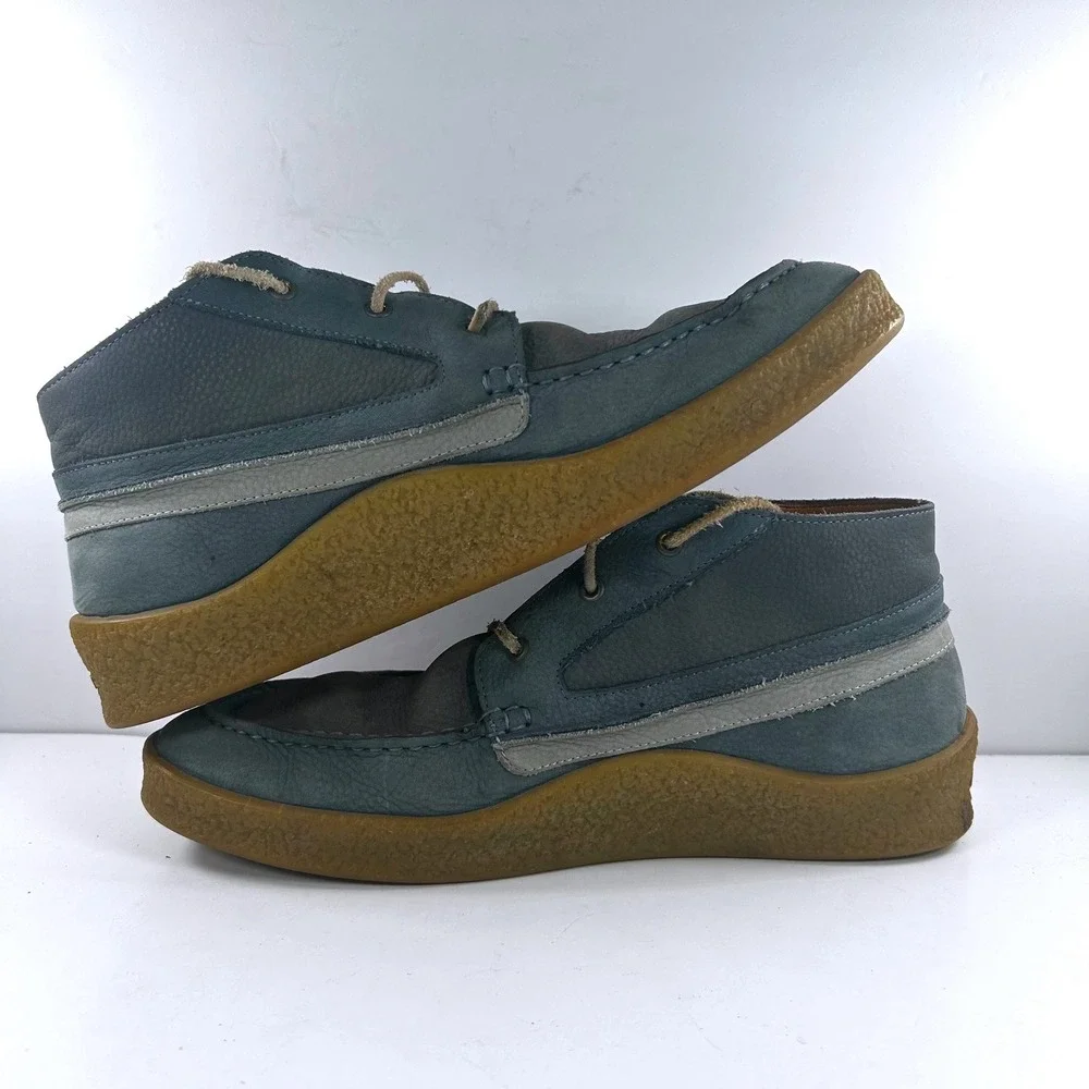 PS Paul Smith Mens Blue Grey Leather Crepe Sole Chukka Boots Size 9 UK